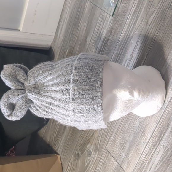 BCBGenration Rib Knit Bunny Ears Light Grey Beanie - Picture 5 of 5